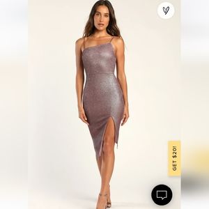 Lulus Always a Glow-Getter Mauve Pink Glitter Asymmetrical Dress